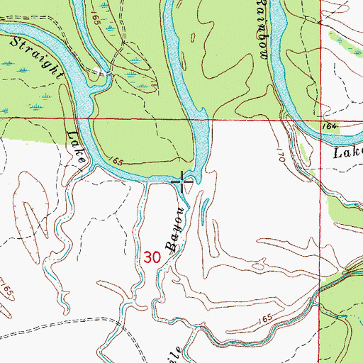 Topographic Map of Sevenmile Bayou, AR