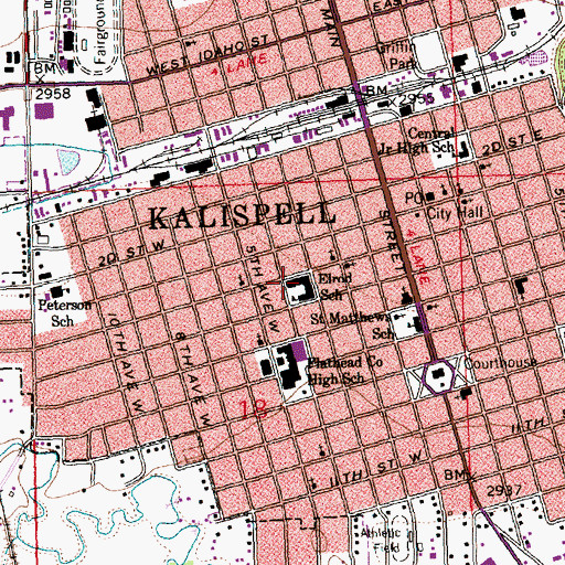 Topographic Map of Elrod School, MT