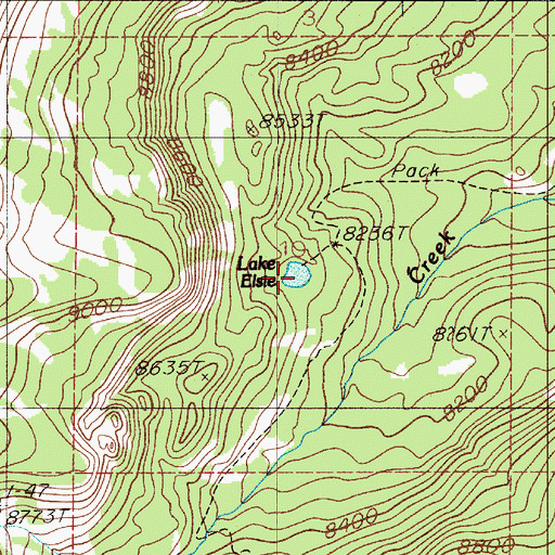 Topographic Map of Lake Elsie, MT
