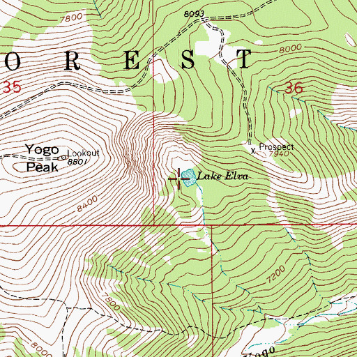 Topographic Map of Lake Elva, MT