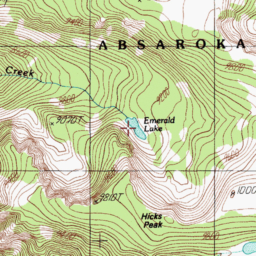 Topographic Map of Emerald Lake, MT