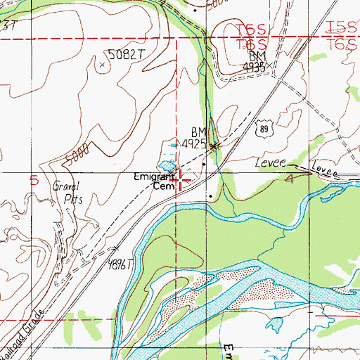 Topographic Map of Emigrant Cemetery, MT