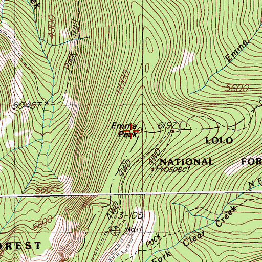 Topographic Map of Emma Peak, MT