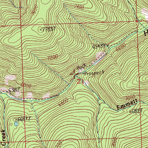 Topographic Map of Emmett Creek, MT