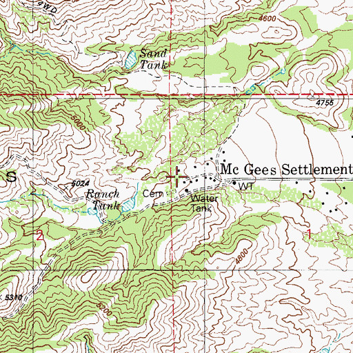 Topographic Map of McGee Ranch, AZ