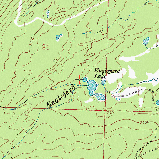 Topographic Map of Englejard Lake, MT