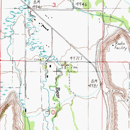 Topographic Map of Ennis Cemetery, MT