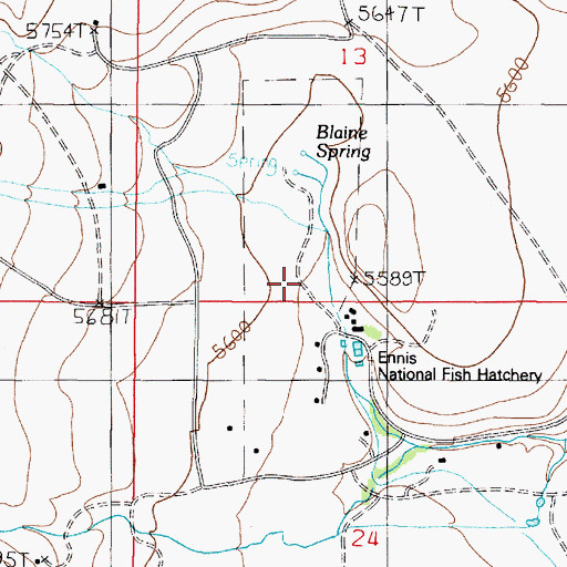Topographic Map of Ennis Cultural Station, MT