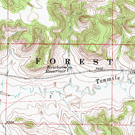 Topographic Map of Erickson Reservoir, MT
