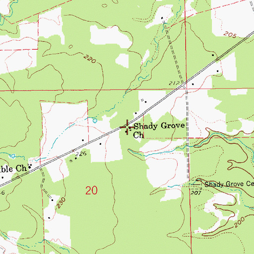 Topographic Map of Shady Grove Missionary Baptist Church, AR