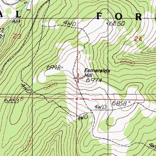 Topographic Map of Esmeralda Hill, MT