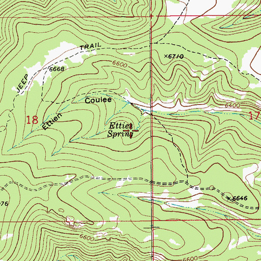 Topographic Map of Ettien Spring, MT