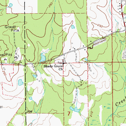 Topographic Map of Shady Grove Missionary Baptist Church, AR
