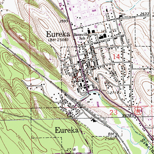 Topographic Map of Eureka, MT
