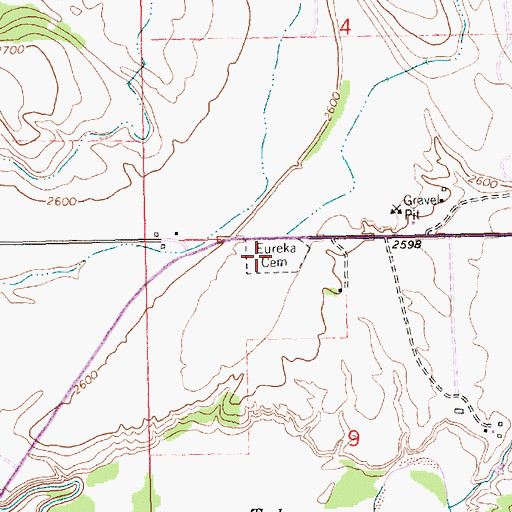 Topographic Map of Eureka Cemetery, MT