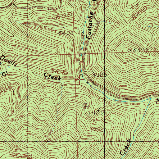 Topographic Map of Eustache Creek, MT