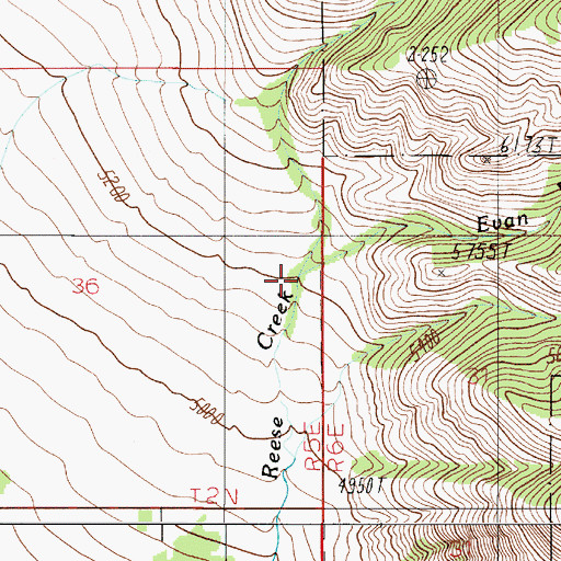 Topographic Map of Evan Reese Creek, MT