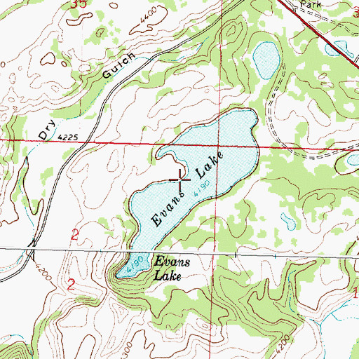 Topographic Map of Evans Lake, MT