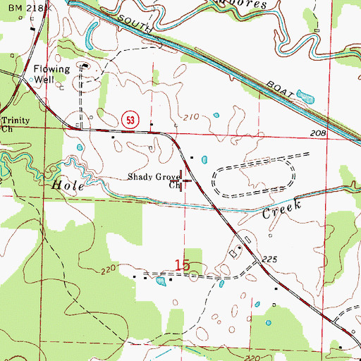 Topographic Map of Shady Grove Baptist Church, AR