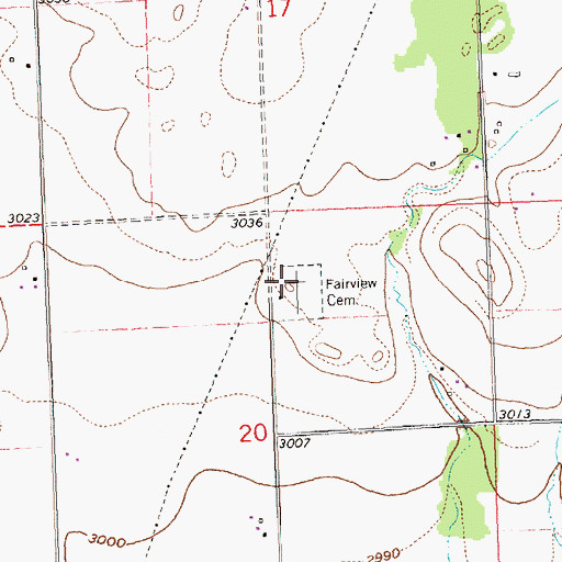 Topographic Map of Fairview Cemetery, MT