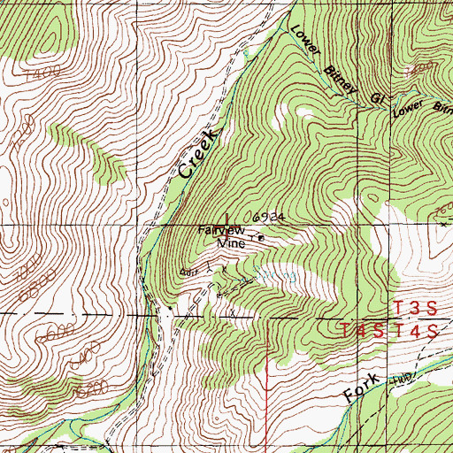 Topographic Map of Fairview Mine, MT