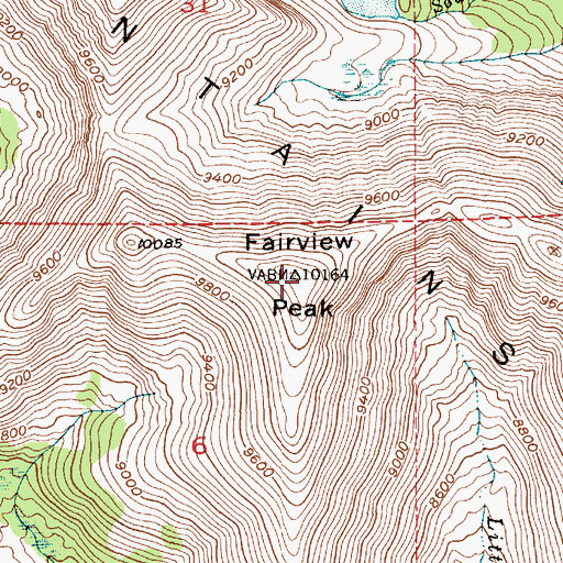 Topographic Map of Fairview Peak, MT