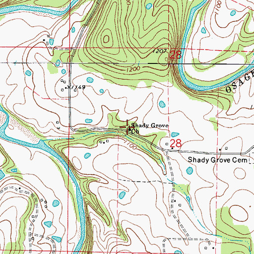 Topographic Map of Shady Grove Baptist Church, AR