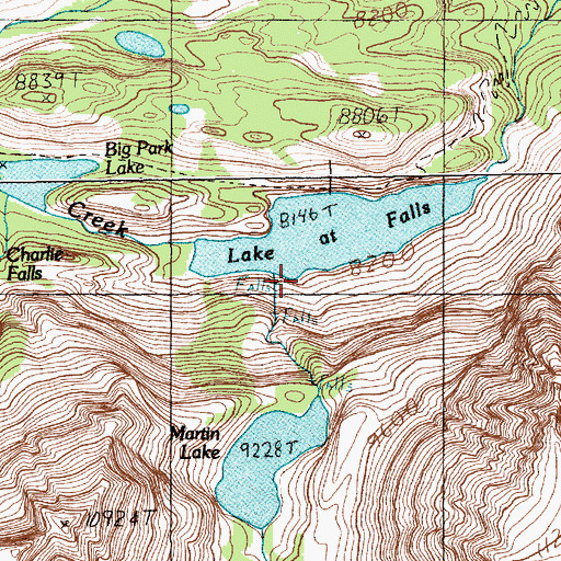 Topographic Map of Falls Creek, MT