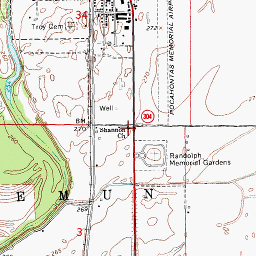 Topographic Map of Shannon Baptist Church, AR