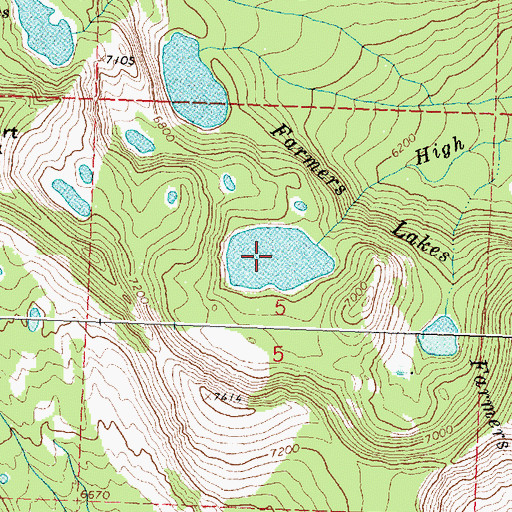 Topographic Map of Farmers Lakes, MT