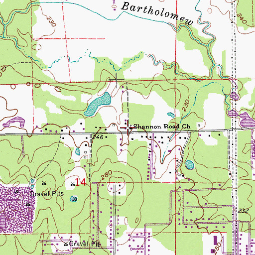 Topographic Map of Shannon Road Baptist Church, AR