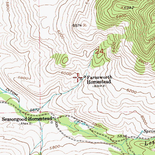 Topographic Map of Farnsworth Homestead, MT