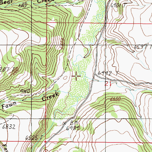 Topographic Map of Fawn Creek, MT