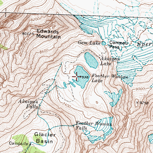 Topographic Map of Feather Woman Lake, MT