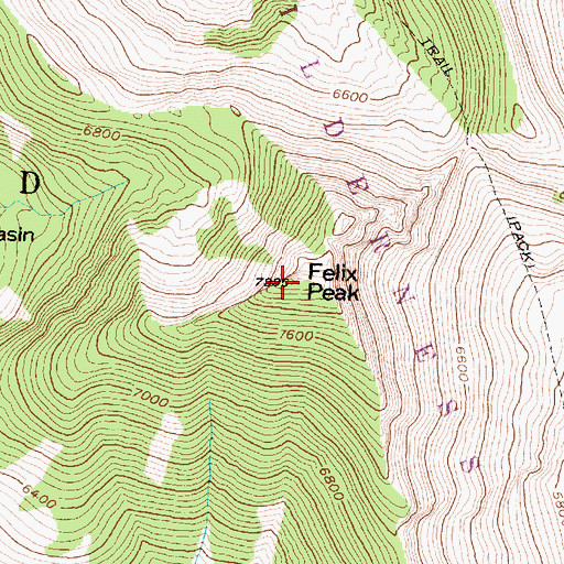 Topographic Map of Felix Peak, MT