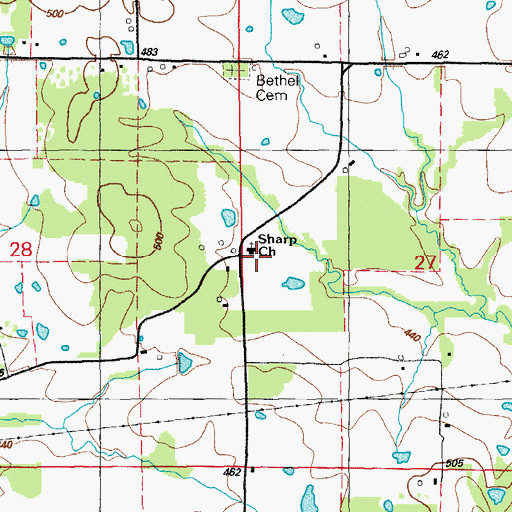 Topographic Map of Sharp United Methodist Church, AR