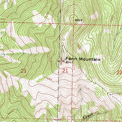 Topographic Map of Fenn Mountain, MT
