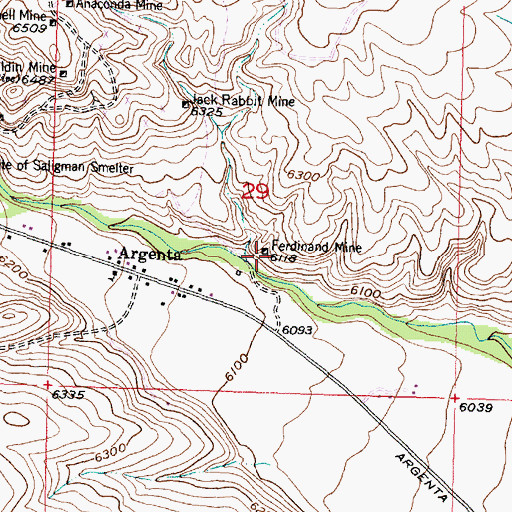 Topographic Map of Ferdinand Mine, MT