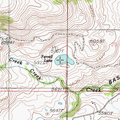 Topographic Map of Ferrell Lake, MT