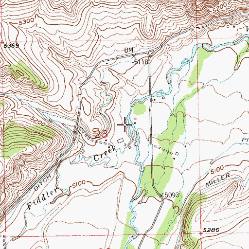 Topographic Map of Fiddler Creek, MT