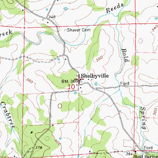 Topographic Map of Shelbyville, AR