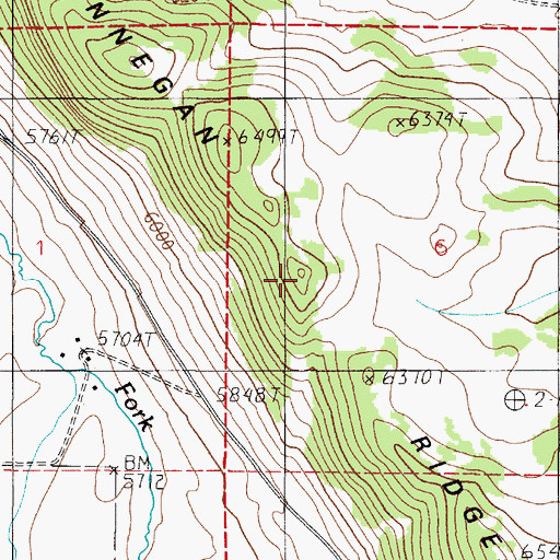 Topographic Map of Finnegan Ridge, MT