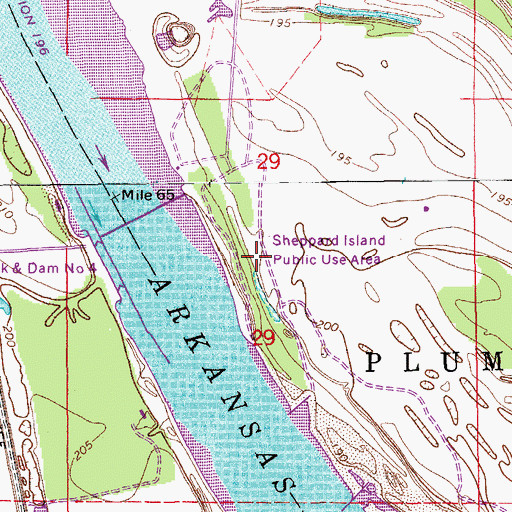 Topographic Map of Sheppard Island Public Use Area, AR
