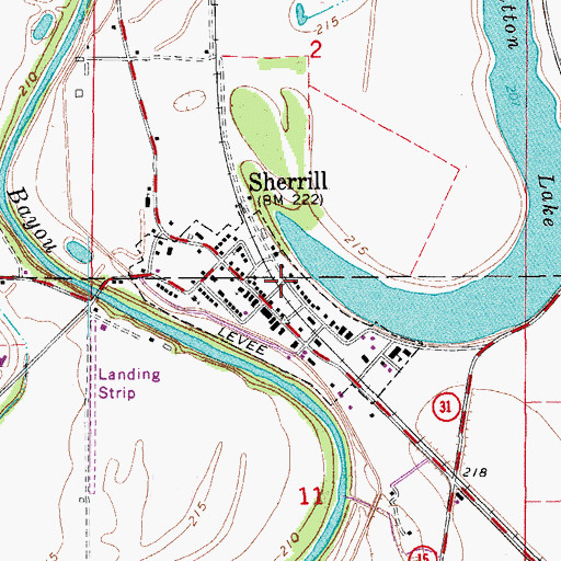 Topographic Map of Sherrill, AR