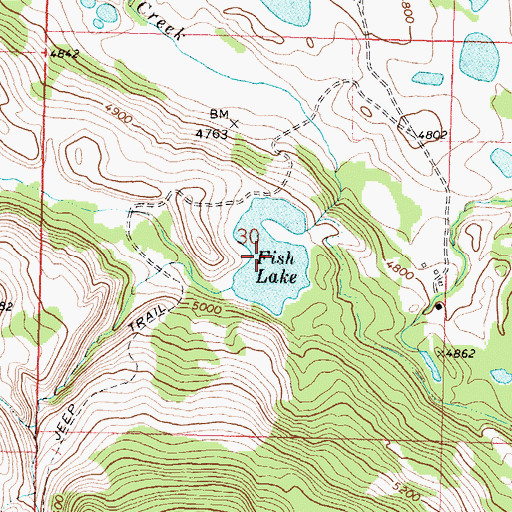 Topographic Map of Fish Lake, MT