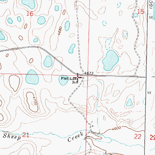 Topographic Map of Fish Lake School (historical), MT
