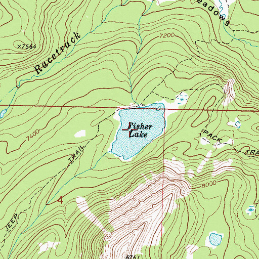 Topographic Map of Fisher Lake, MT