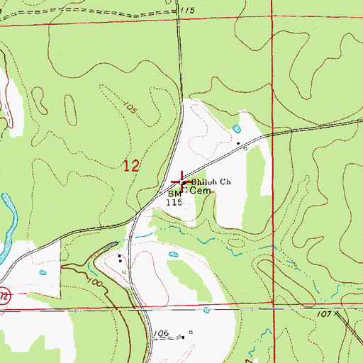 Topographic Map of Shiloh Presbyterian Church, AR