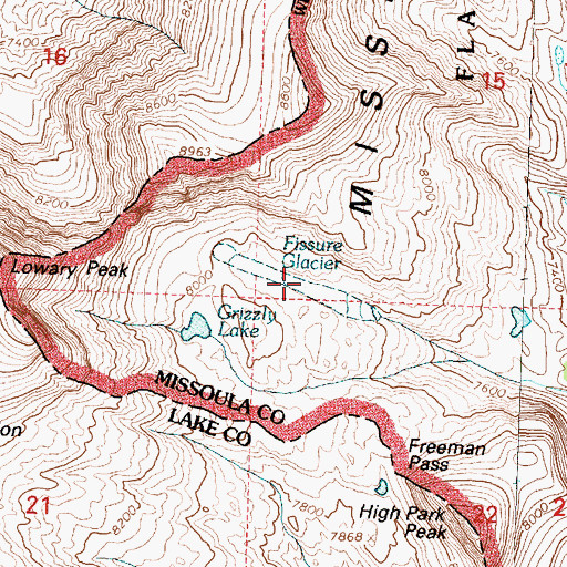 Topographic Map of Fissure Glacier, MT