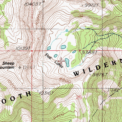 Topographic Map of Five Lakes, MT